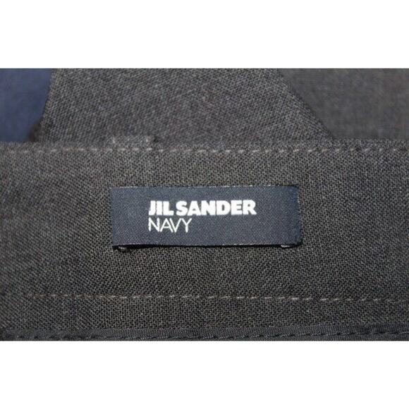 JIL SANDER NAVY Sz 42 12 Gray Charcoal Crop Pants Wool Spandex Made in Italy - Picture 2 of 7